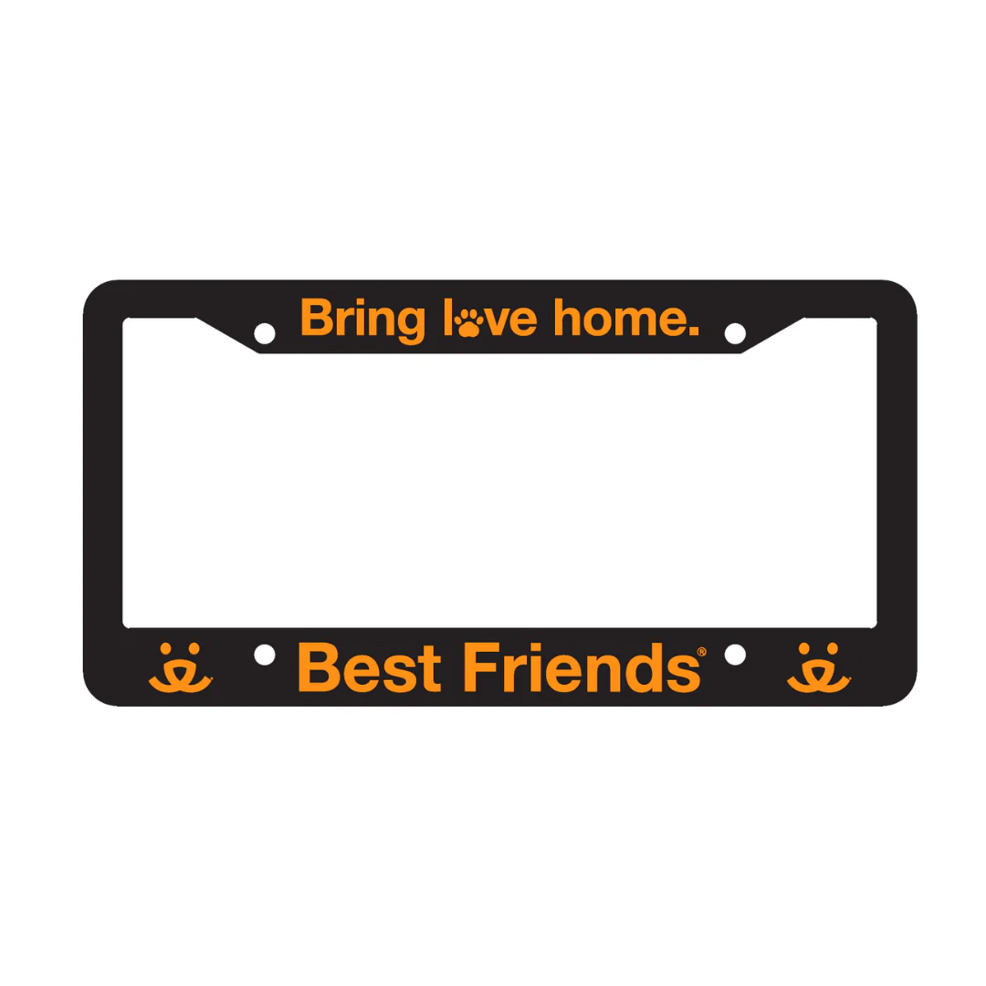 Bring Love Home License Plate Frame, Black & Orange