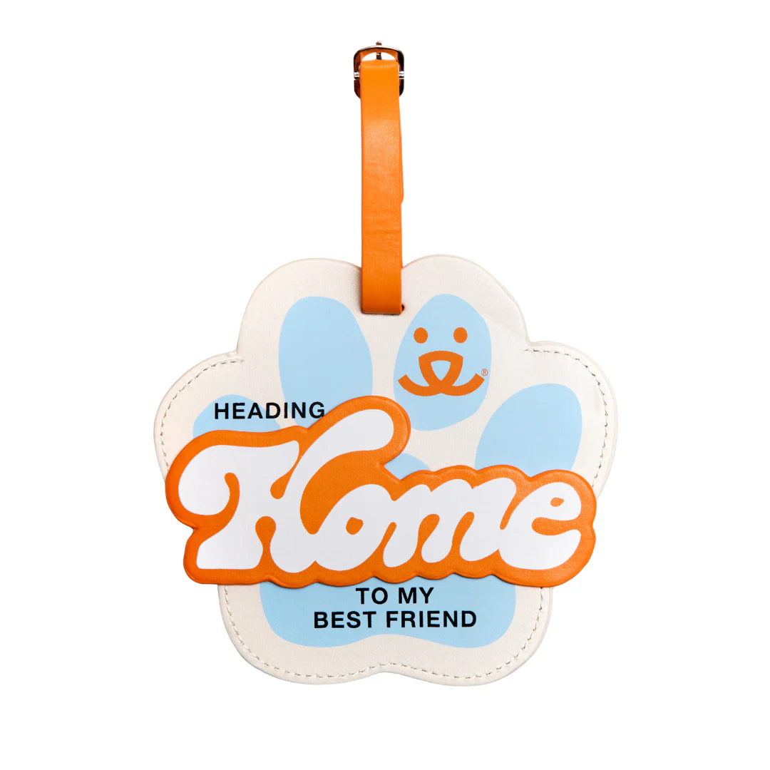 Paw Print Leatherette Headed Home Luggage Tag